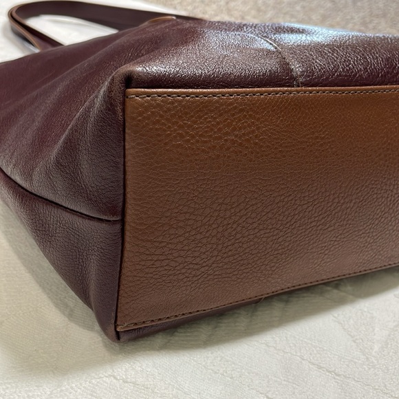Fossil Felicity Satchel Tote Bordeaux Leather Bag Purse Double Shoulder Strap - Picture 6 of 16
